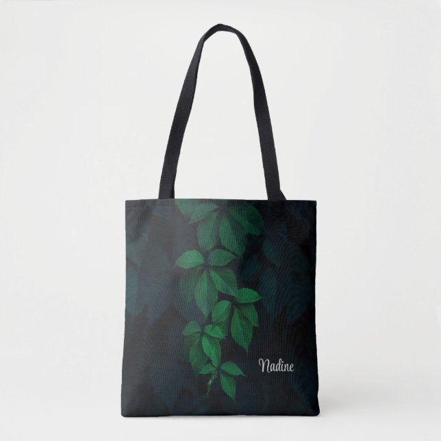 Personalized Nature Botanical Leaves Tote Bag (Front)