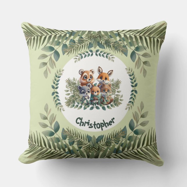 Personalized Nature Critters Pillow for Kids (Front)