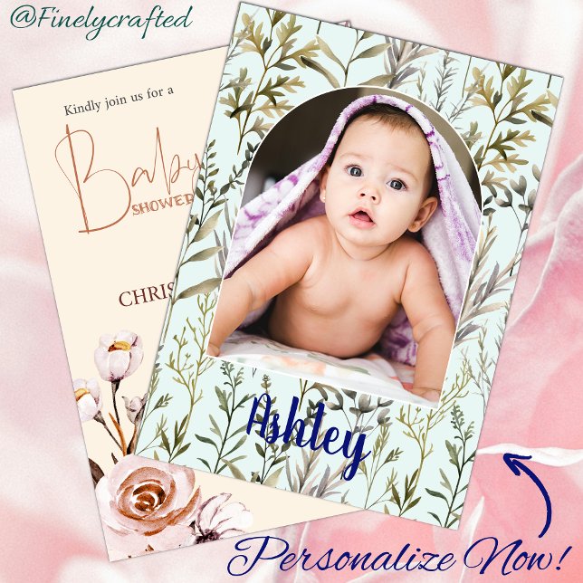 Personalized Nature Floral Photo Baby Shower  Invitation (Creator Uploaded)