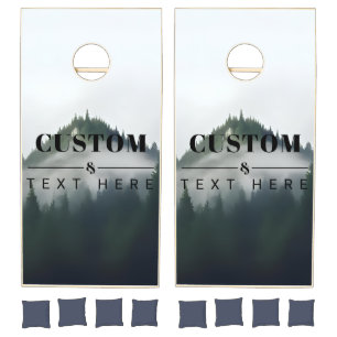 Personalized nature misty mountain top cornhole set