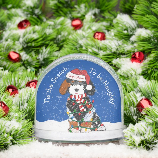Personalized Naughty Bernedoodle Snow Globe (Christmas)