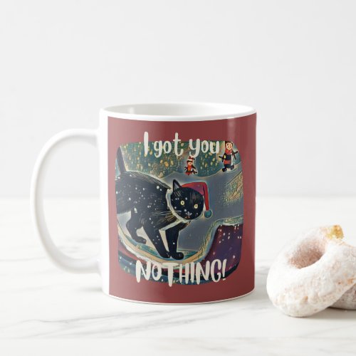 Personalized Naughty Black Cat Sled Funny Xmas Coffee Mug