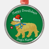 Personalized Naughty Christmas Goldendoodle Metal Ornament