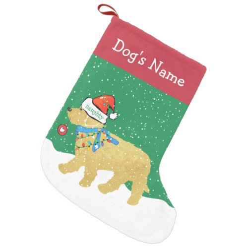 Personalized Naughty Christmas Goldendoodle Small Christmas Stocking