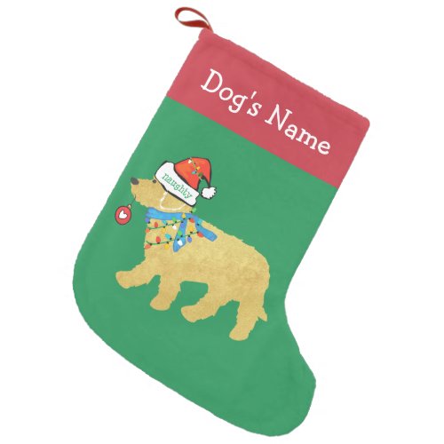 Personalized Naughty Christmas Goldendoodle Small Christmas Stocking