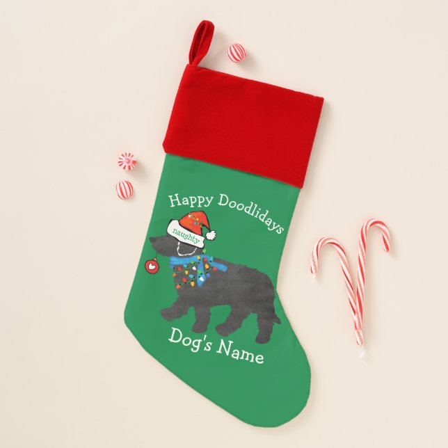 Personalized Naughty Christmas Labradoodle Stocking (Front)