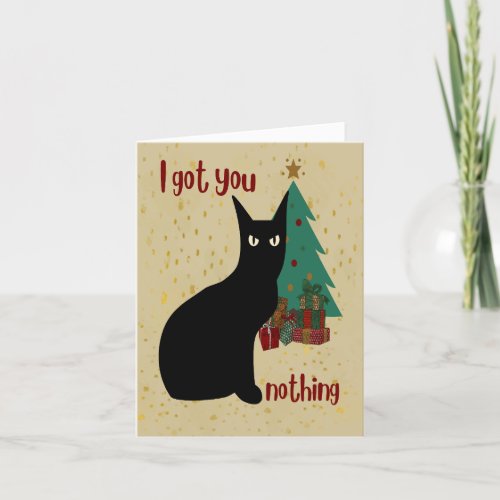 Personalized Naughty Funny Black Cat Christmas  Holiday Card