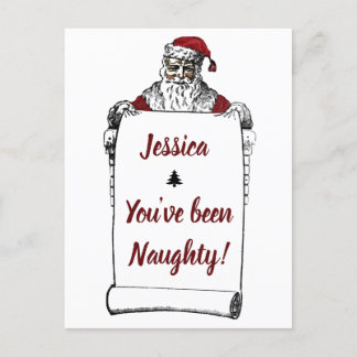 Personalized Naughty/Nice Funny Christmas Postcard