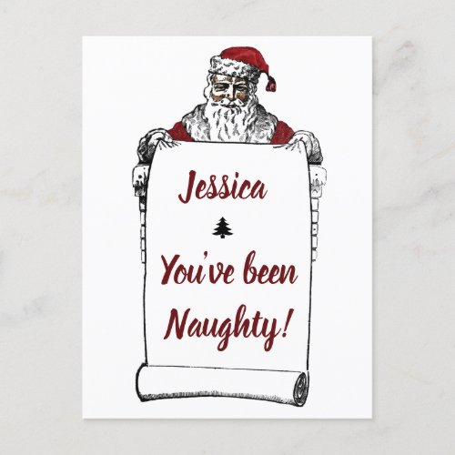 Personalized NaughtyNice Funny Christmas Postcard