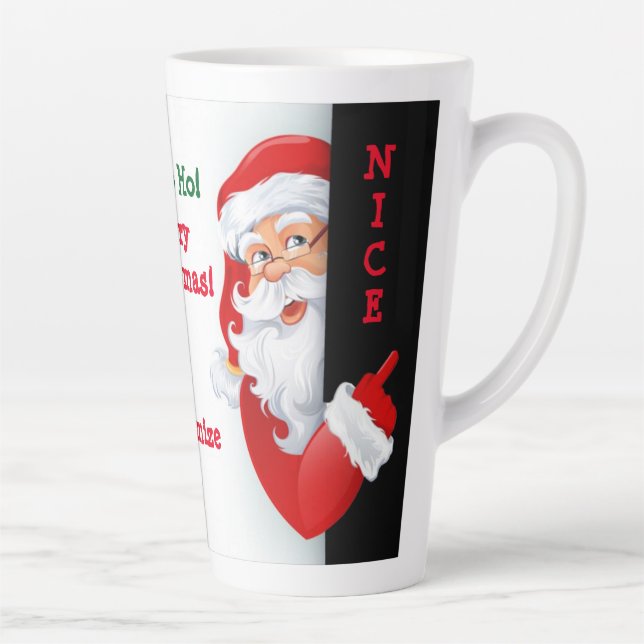 Personalized Naughty & Nice Santa Latte Mug (Right)