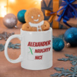 Personalized Naughty or Nice Christmas Coffee Mug<br><div class="desc">Personalized Naughty or Nice Christmas  mug / glasses / drinkwear from Ricaso - add your own name - if you want the recipient to be deemed as NICE - click customize further and move the X</div>