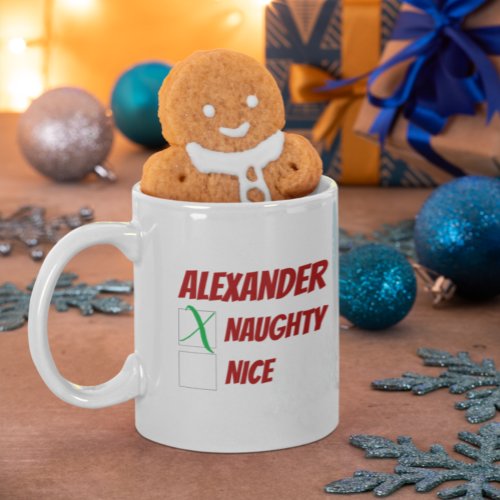 Personalized Naughty or Nice Christmas Coffee Mug