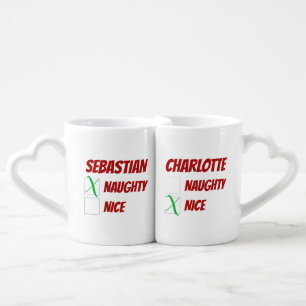 Personalized Naughty or Nice Christmas Fun Coffee Mug Set