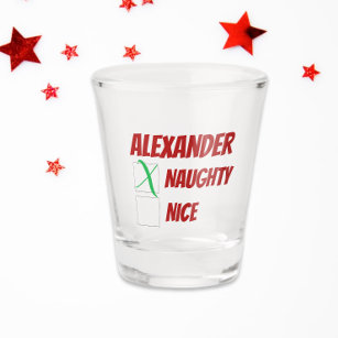Personalized Naughty or Nice Christmas Shot Glass