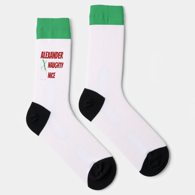 Personalized Naughty or Nice Christmas Socks (Right)