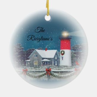 Personalized Nauset Ceramic Lighthouse Ornament