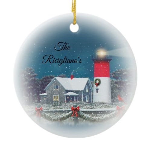 Personalized Nauset Ceramic Lighthouse Ornament