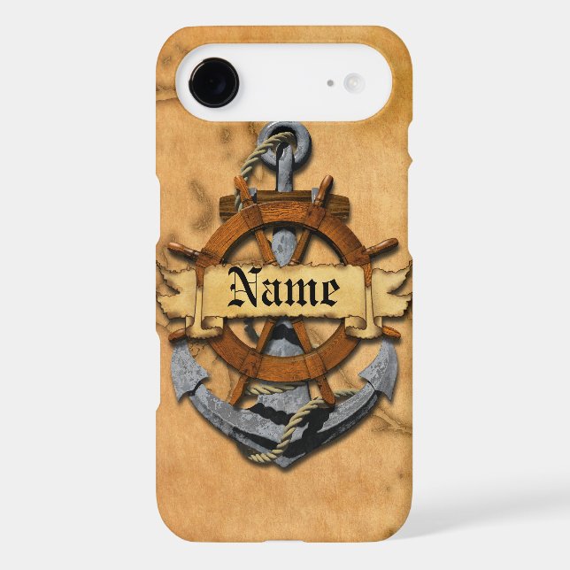Personalized Nautical Anchor And Wheel Case-Mate iPhone Case (Back)