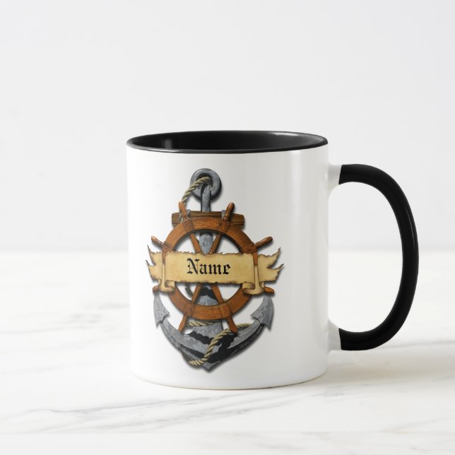 Personalized Nautical Anchor And Wheel Mug (Right)