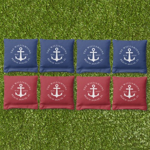 Personalized Nautical Anchor Beach House Cornhole Bags