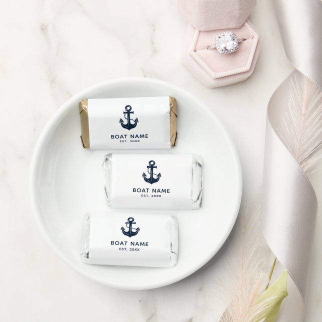 Personalized Nautical Anchor Boat Name Hershey's Miniatures (Wedding)
