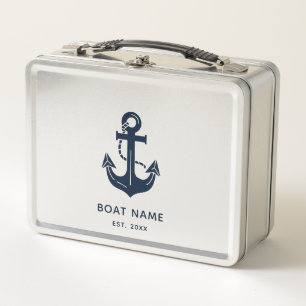 Personalized Nautical Anchor Boat Name Metal Lunch Box