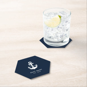 Personalized Nautical Anchor Boat Name Paper Coaster