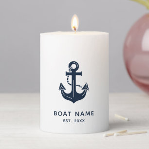Personalized Nautical Anchor Boat Name Pillar Candle