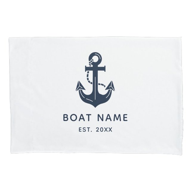 Personalized Nautical Anchor Boat Name Pillow Case (Front)