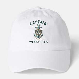 Personalized Nautical Anchor Boat Wheel Captain Hat