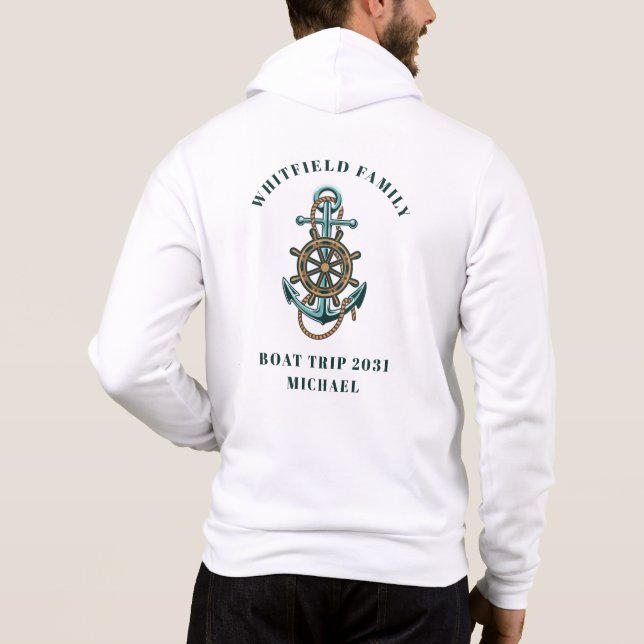 Personalized Nautical Anchor Family Boat Trip Hoodie (Back)