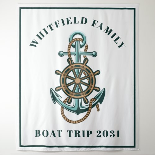 Personalized Nautical Anchor Family Photo Booth Tapestry