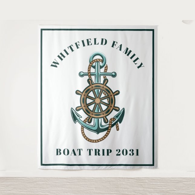 Personalized Nautical Anchor Family Photo Booth Tapestry (Front)