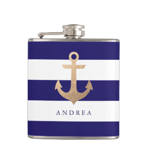 Personalized   Nautical Anchor Hip Flask