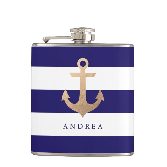 Personalized | Nautical Anchor Hip Flask (Front)