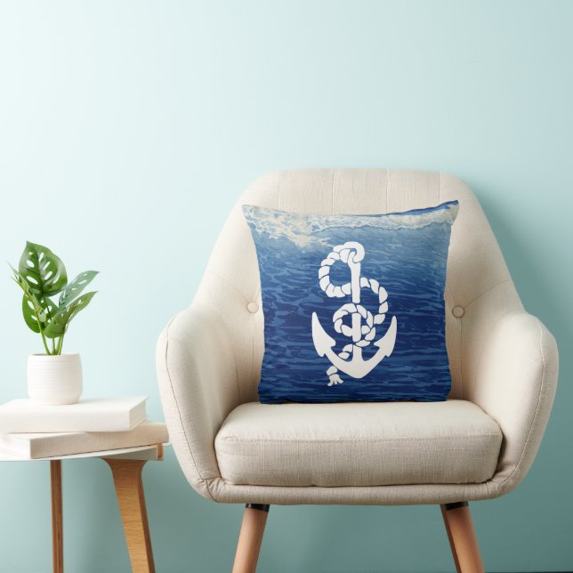 Personalized Nautical Anchor Living the Dream Throw Pillow (Chair)