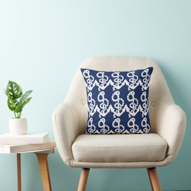 Personalized Nautical Anchor Living the Dream Throw Pillow (Chair)