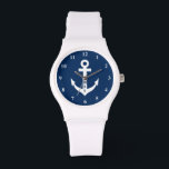 Personalized nautical anchor monogram silicon watch<br><div class="desc">Personalized nautical anchor monogram silicon Watch for women. Comfortable soft rubber silicone sports watch gift idea for her. Elegant navy blue number dial design with monogrammed icon. Cute Holiday or Birthday gift ideas for mom, big sister, wife, aunt, grandma, wedding bride, daughter, girl, best friend, co worker, employee, sailor etc....</div>