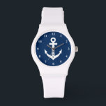 Personalized nautical anchor monogram silicon watch<br><div class="desc">Personalized nautical anchor monogram silicon Watch for women. Comfortable soft rubber silicone sports watch gift idea for her. Elegant navy blue number dial design with monogrammed icon. Cute Holiday or Birthday gift ideas for mom, big sister, wife, aunt, grandma, wedding bride, daughter, girl, best friend, co worker, employee, sailor etc....</div>