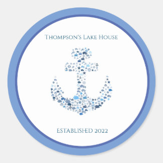 Personalized Nautical Anchor Themed Classic Round Sticker