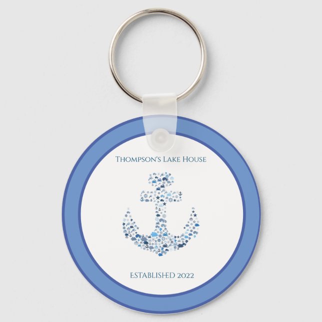 Personalized Nautical Anchor Themed  Keychain (Front)