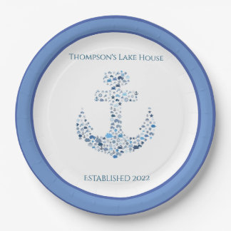 Personalized Nautical Anchor Themed Paper Plates