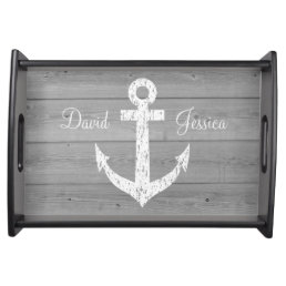 Personalized nautical anchor wedding serving tray