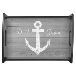 Personalized nautical anchor wedding serving tray