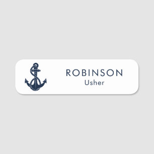 Personalized Nautical Anchor Wedding Usher Name Tag