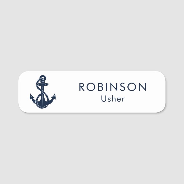 Personalized Nautical Anchor Wedding Usher Name Tag (Front)