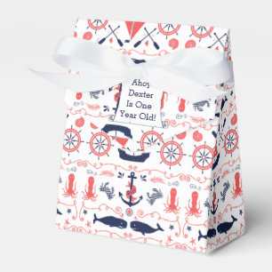 Personalized Nautical Baby One Year Old Party Favor Boxes