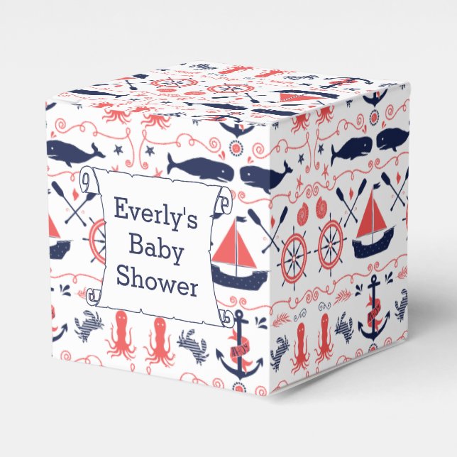 Personalized Nautical Baby Shower Gift Bag Favor Boxes (Front Side)