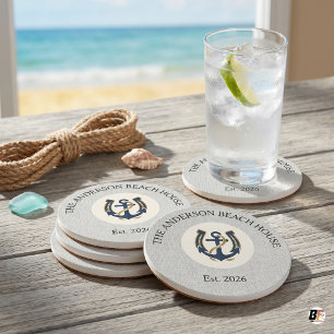 Personalized Nautical Beach House Custom Coaster