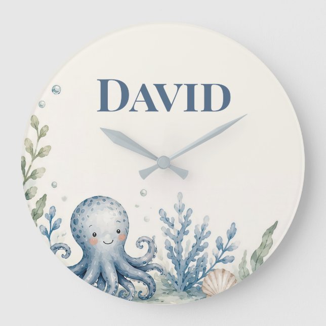 Personalized Nautical Birthday Greeting Card Large Clock (Front)